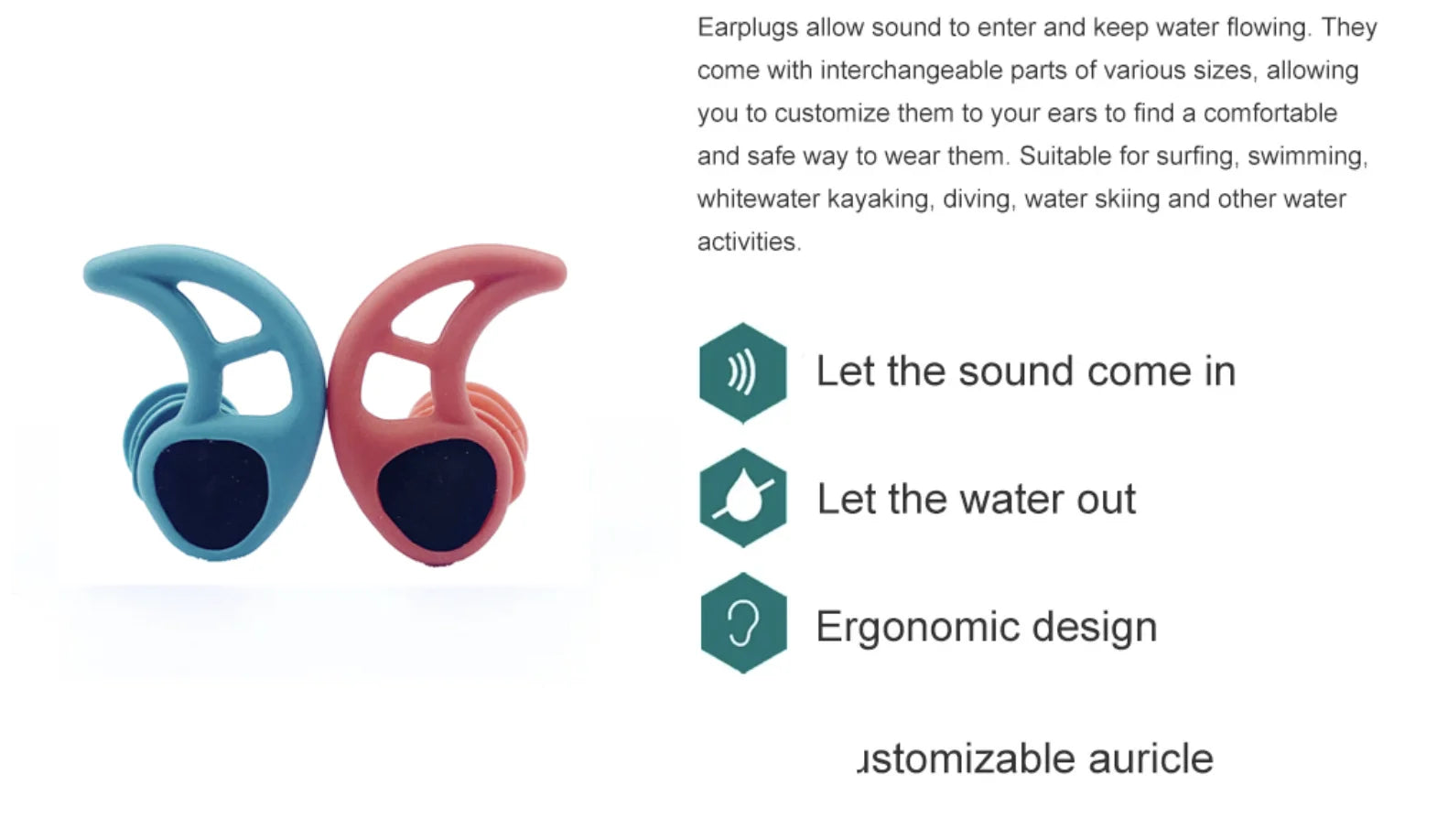 Silicone Surf & Swim Ear Plugs